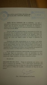Escrito PSOE a la JEZ La Palma