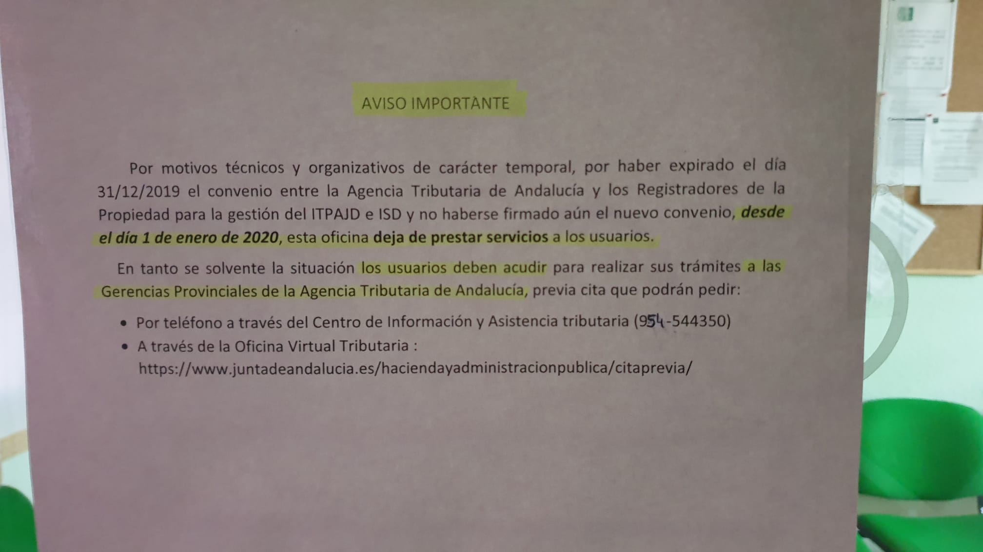 Cerrada la Oficina Liquidadora del Registro de la Propiedad de Ayamonte