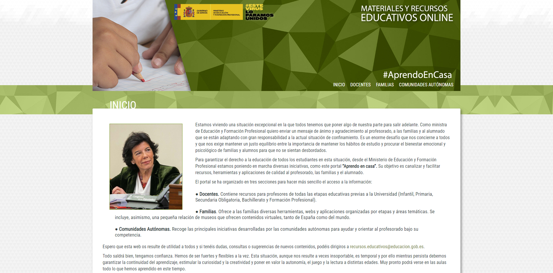 El Ministerio de Educación pone en marcha una web con contenido pedagógico
