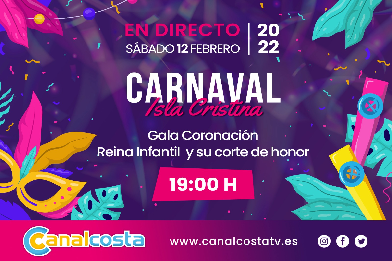 Canacosta ofrecerá la Gala de Coronación de la Reina Infantil del Carnval de Isla Cristina