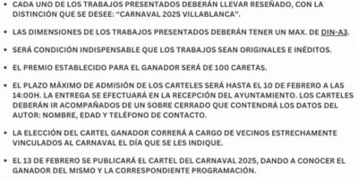 Presentadas las bases del Concurso del Cartel del Carnaval 2025 en Villablanca