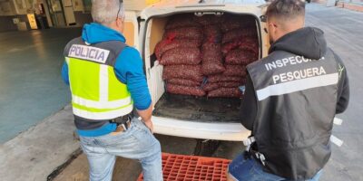Inspección Pesquera de la Junta y Policía Nacional intervienen 1.600 kg de almeja japonesa sin garantía de seguridad alimentaria en Isla Cristina