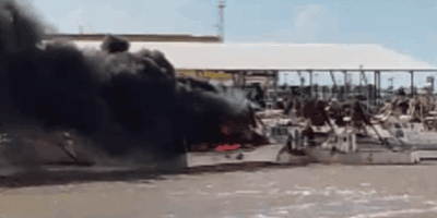 Se incendia una embarcación frente al puerto pesquero de Isla Cristina